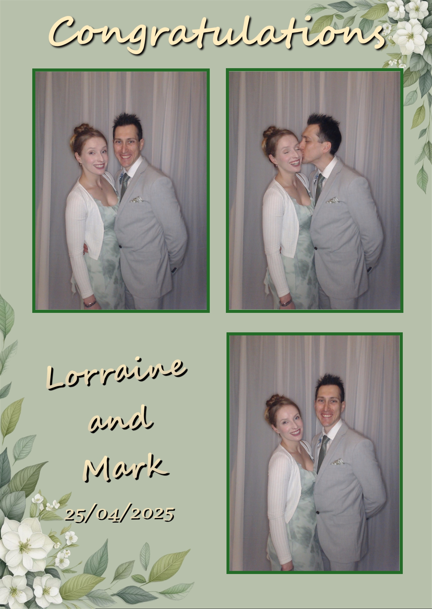 A photobooth layout from a wedding showing the creators of Coventry Photobooths using the booth
